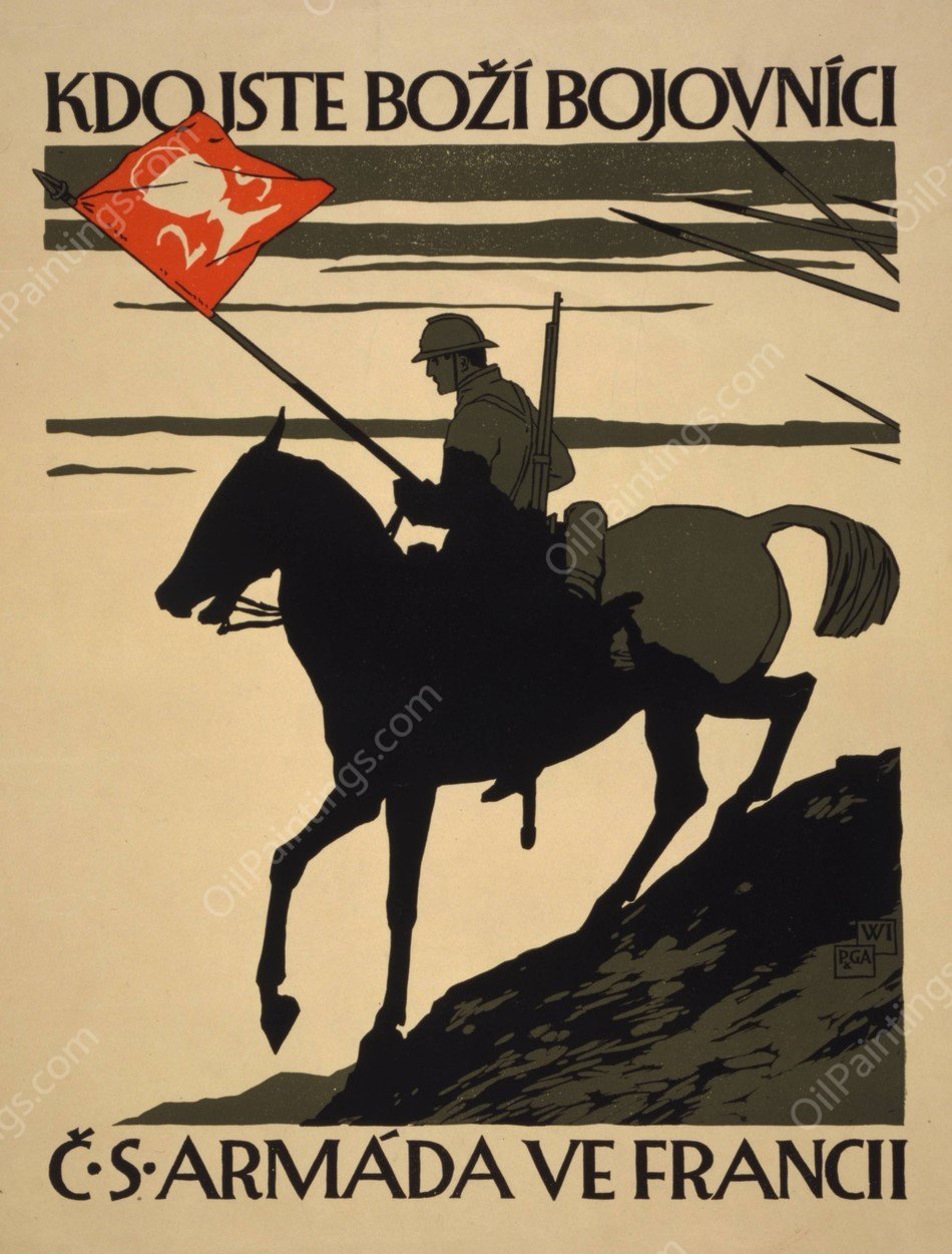 Kdo jste bo ̕bojovnci. S. armdda ve Francii  by Vojtech Preissig - Hand-Painted Oil Painting Reproduction