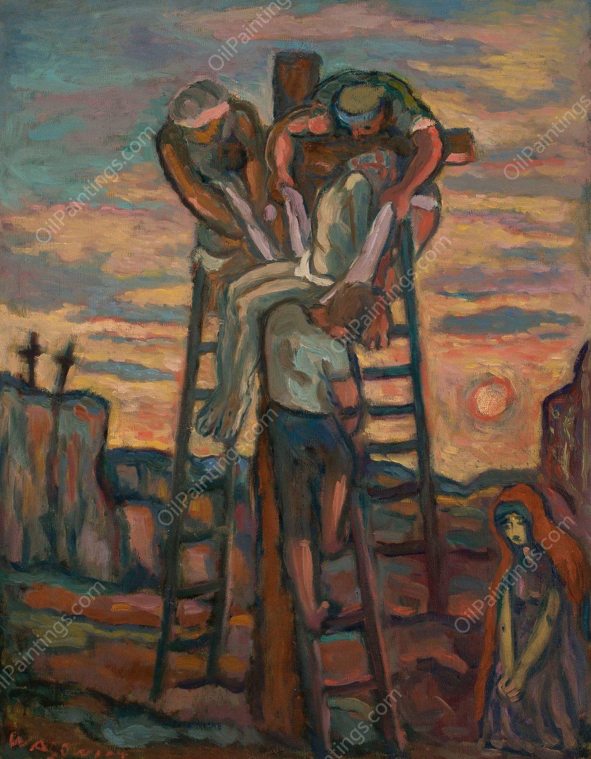 Descent from the Cross II  by Waclaw Wasowicz - Hand-Painted Oil Painting Reproduction