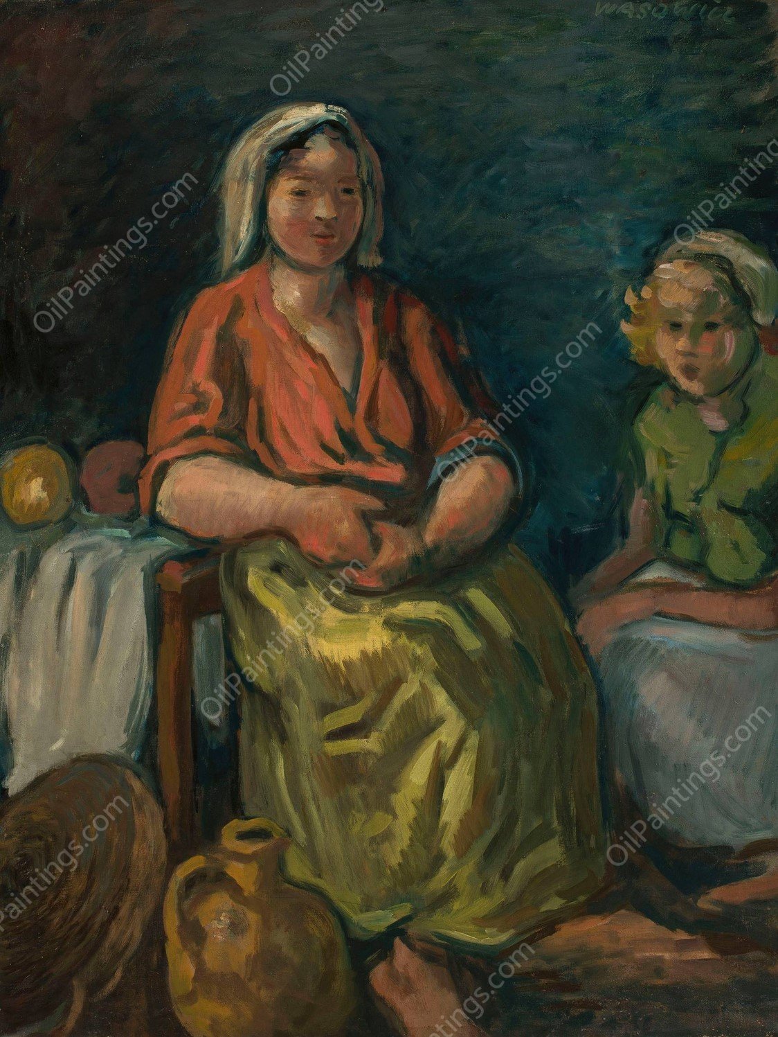 Dwie dziewczyny  by Waclaw Wasowicz - Hand-Painted Oil Painting Reproduction