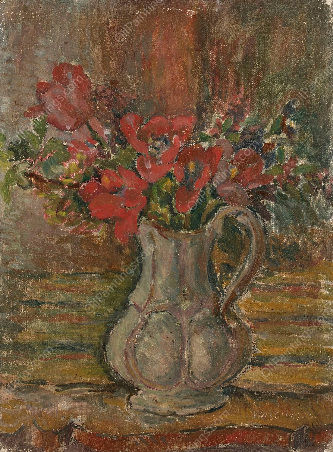 Kwiaty w dzbanku  by Waclaw Wasowicz - Hand-Painted Oil Painting Reproduction