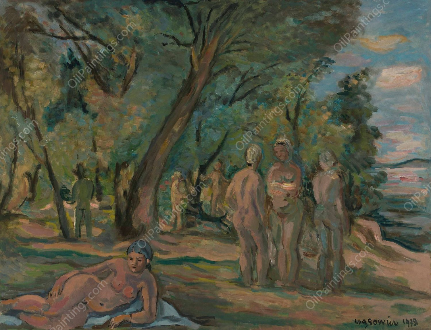 Painter and models  by Waclaw Wasowicz - Hand-Painted Oil Painting Reproduction