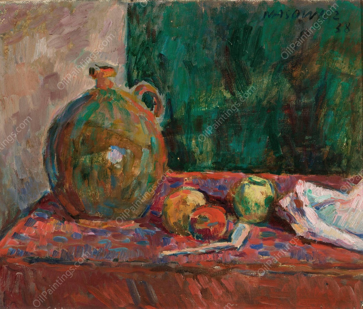 Red-green still life  by Waclaw Wasowicz - Hand-Painted Oil Painting Reproduction