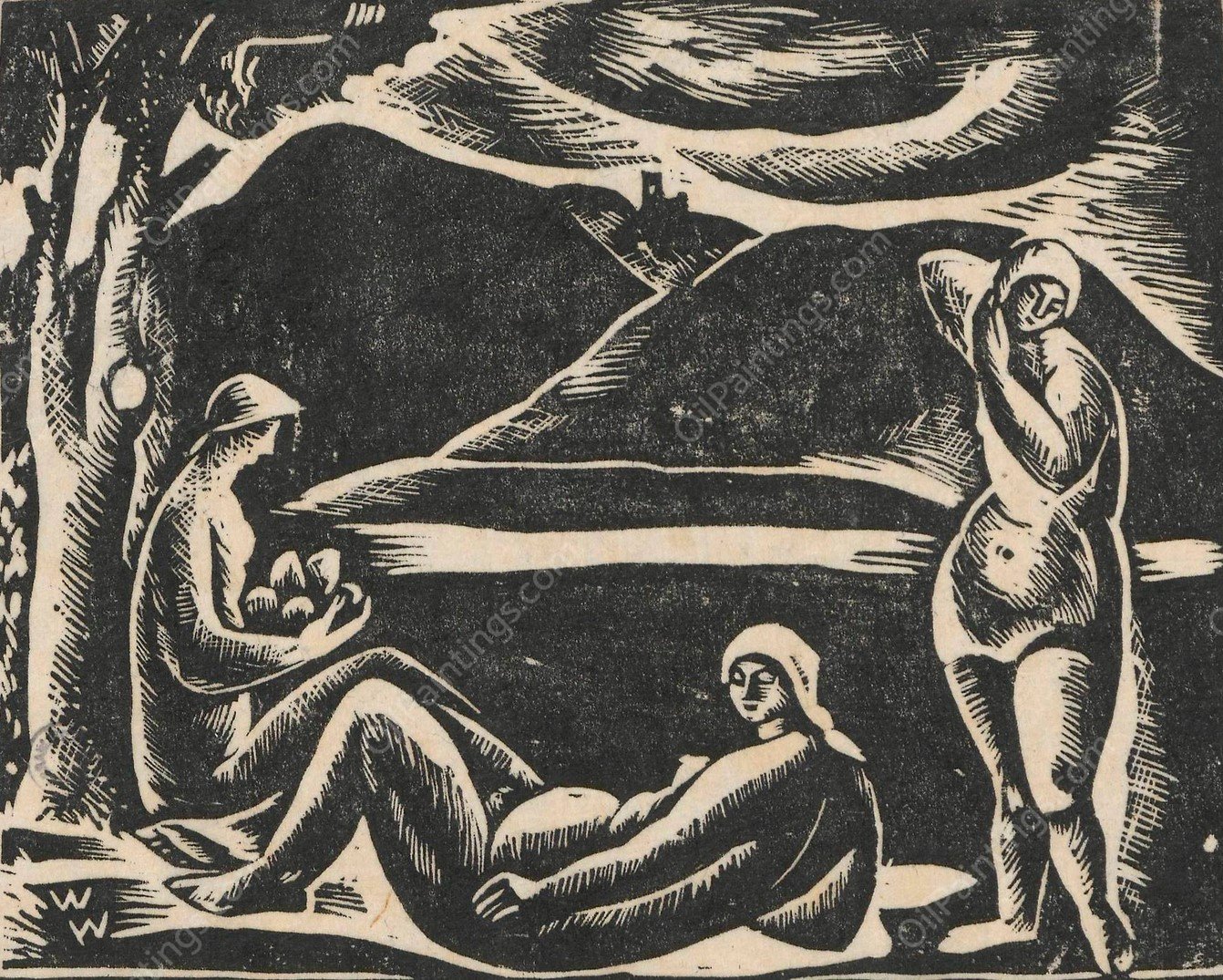 Three nudes  by Waclaw Wasowicz - Hand-Painted Oil Painting Reproduction