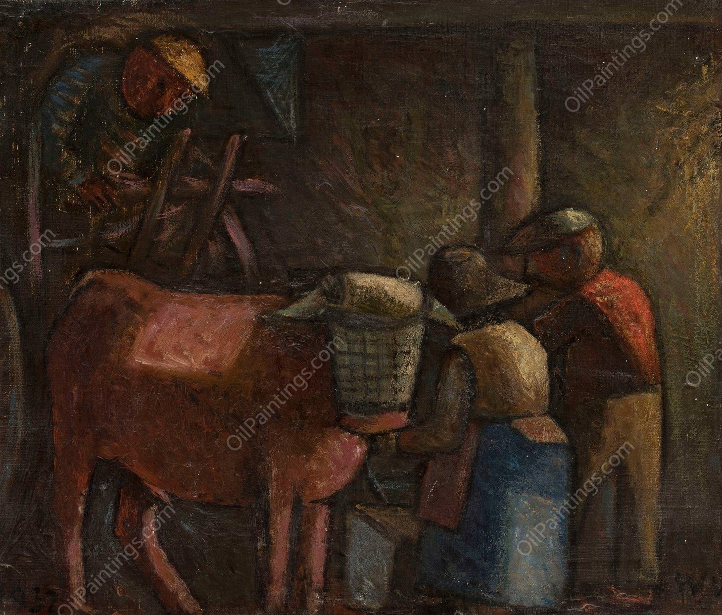 W stodole  by Waclaw Wasowicz - Hand-Painted Oil Painting Reproduction