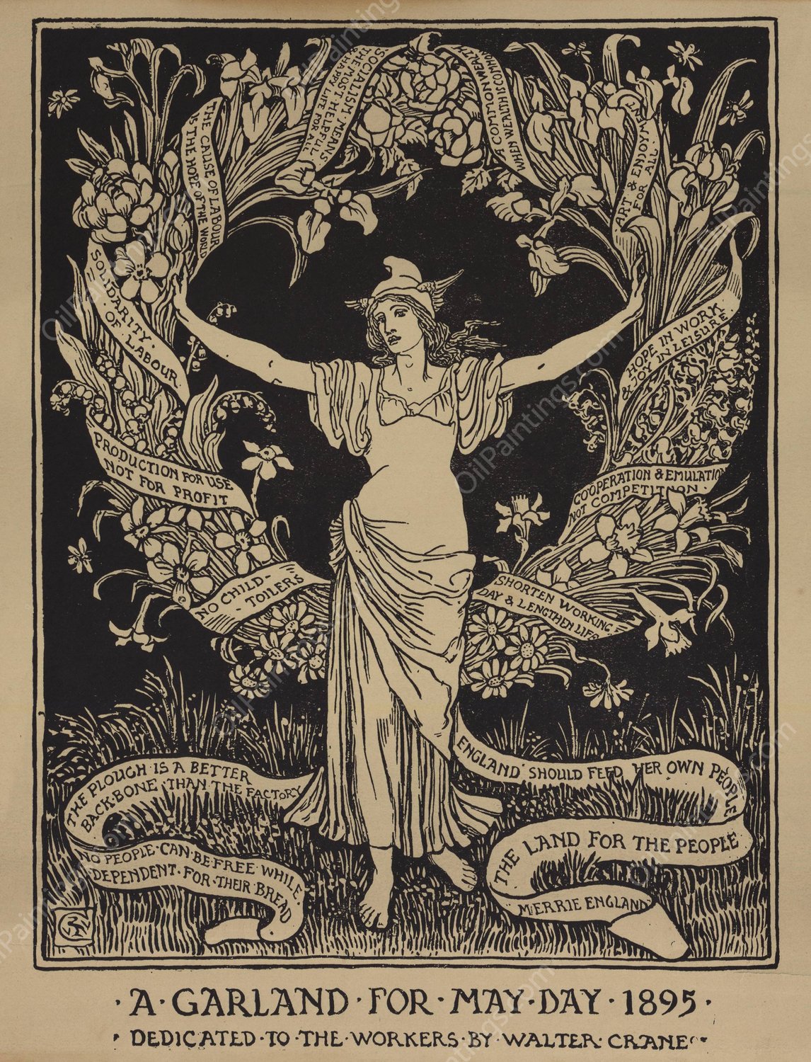 A Garland for May Day  by Walter Crane - Hand-Painted Oil Painting Reproduction
