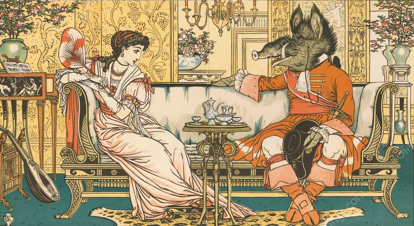 Beauty and the beast Pl. 03  by Walter Crane - Hand-Painted Oil Painting Reproduction