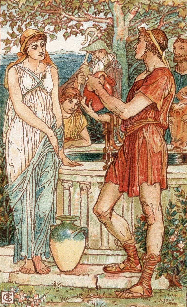 Bellerophon at the fountain  by Walter Crane - Hand-Painted Oil Painting Reproduction