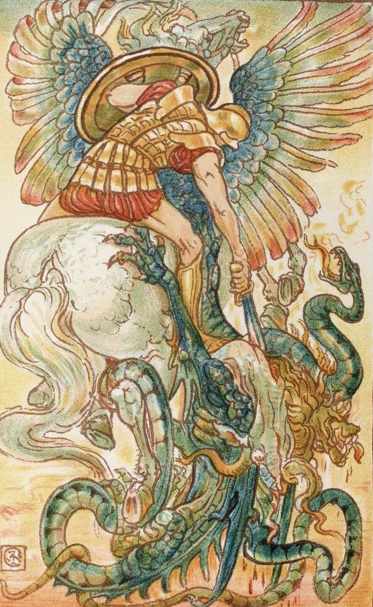 Bellerophon slays the chimera  by Walter Crane - Hand-Painted Oil Painting Reproduction
