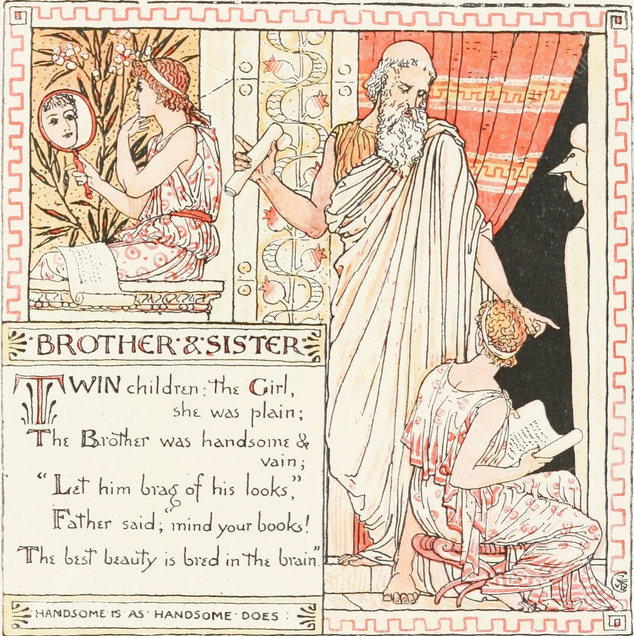 Brother and Sister  by Walter Crane - Hand-Painted Oil Painting Reproduction
