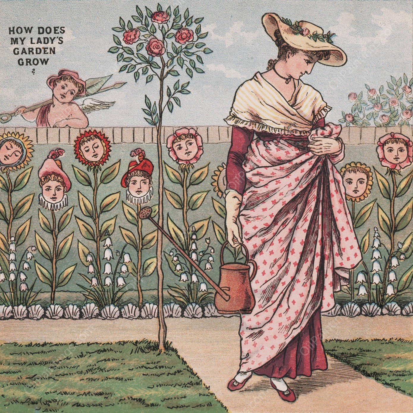 How does my lady's garden grow  by Walter Crane - Hand-Painted Oil Painting Reproduction