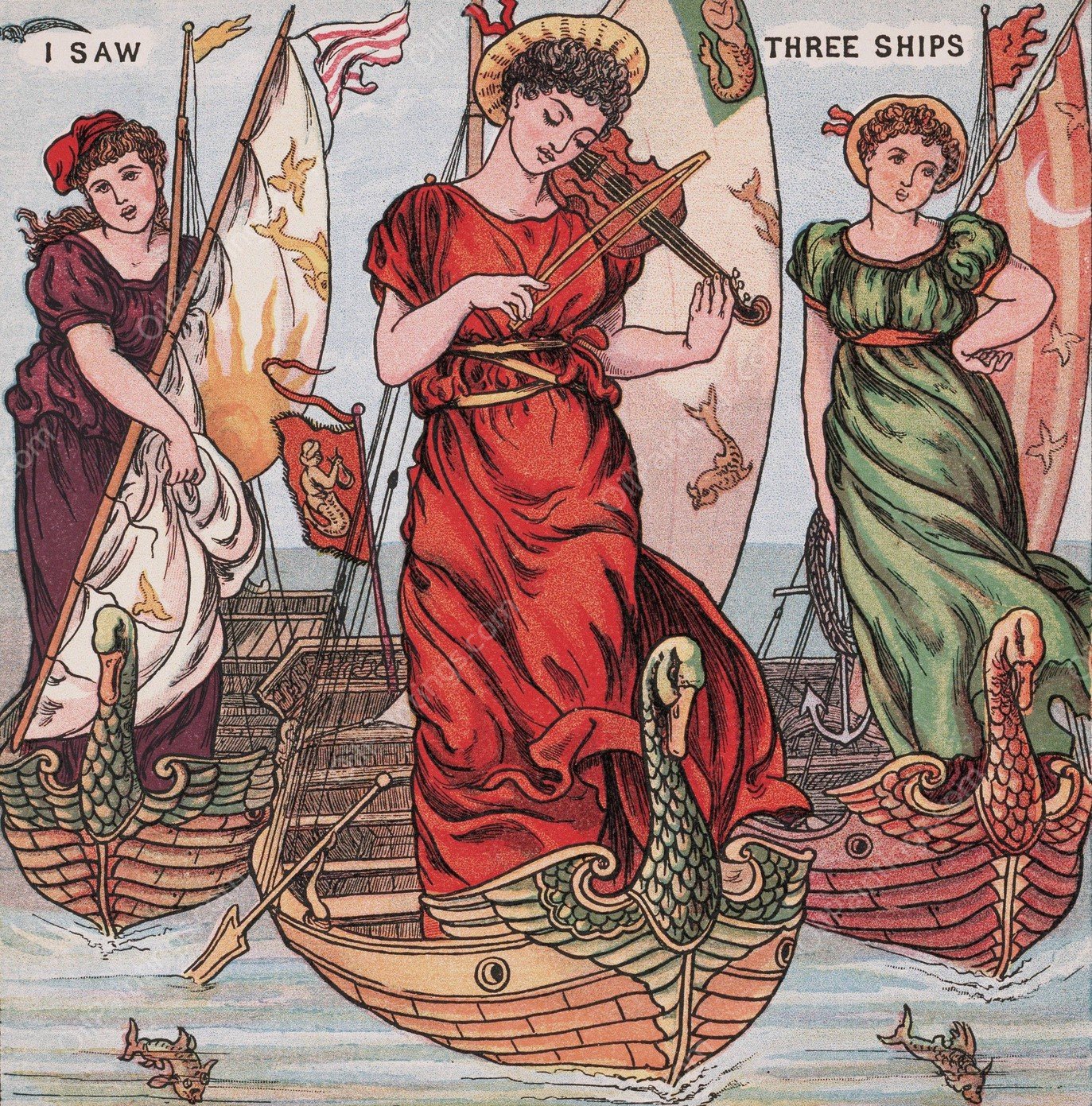 I saw three ships  by Walter Crane - Hand-Painted Oil Painting Reproduction