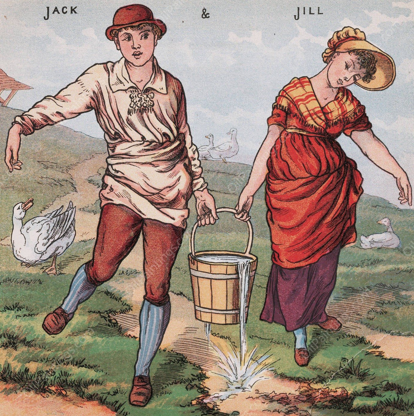Jack and Jill  by Walter Crane - Hand-Painted Oil Painting Reproduction