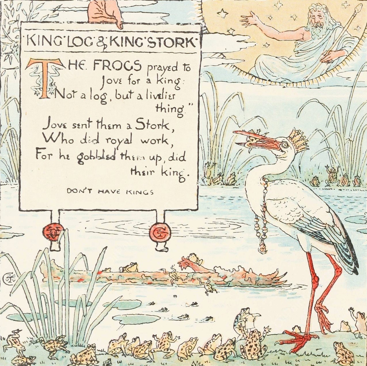 King Log and King Stork  by Walter Crane - Hand-Painted Oil Painting Reproduction