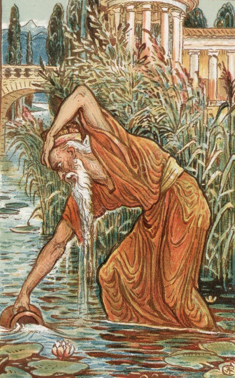 Midas with the Pitcher  by Walter Crane - Hand-Painted Oil Painting Reproduction