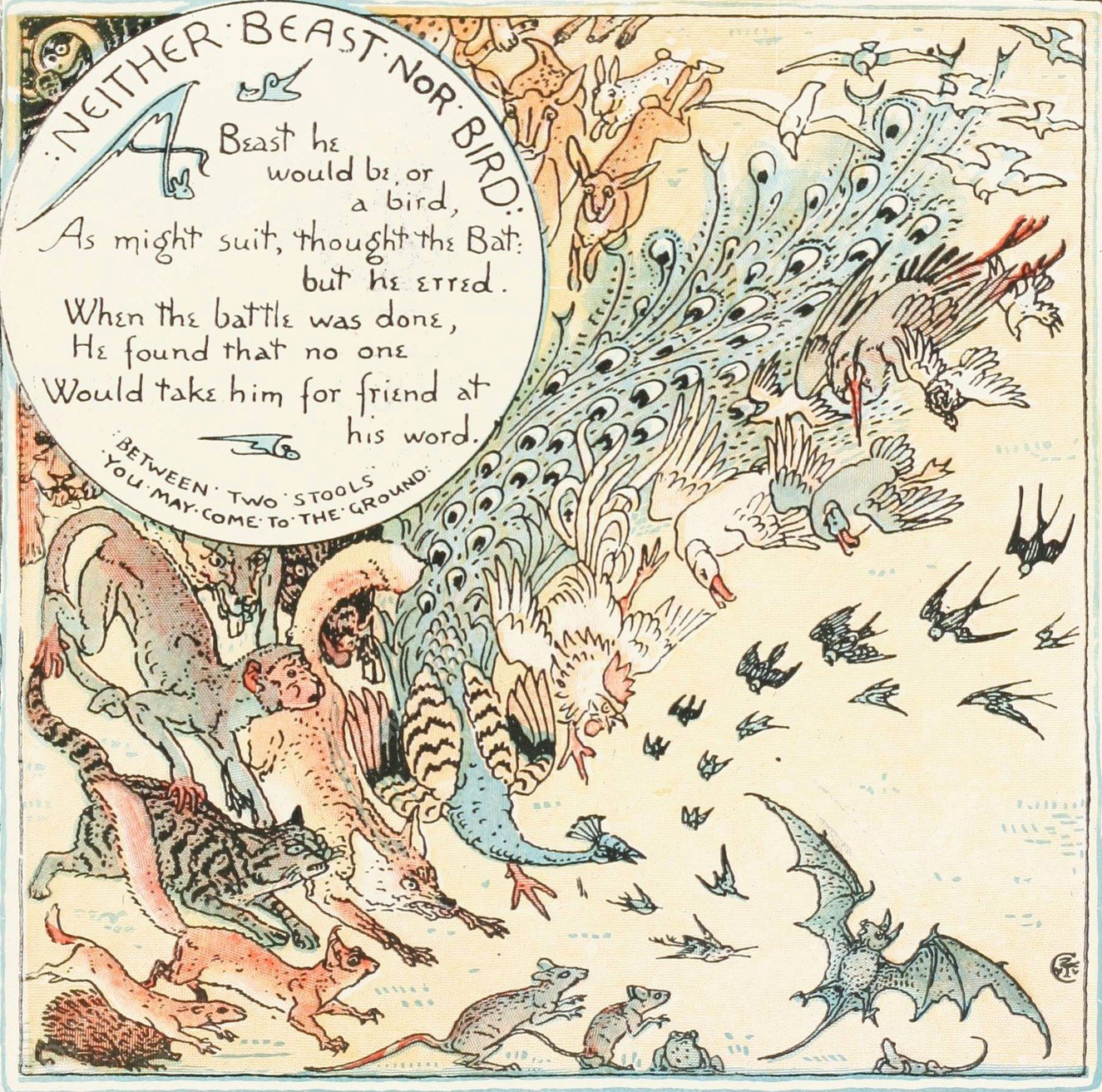 Neither Beast nor Bird  by Walter Crane - Hand-Painted Oil Painting Reproduction