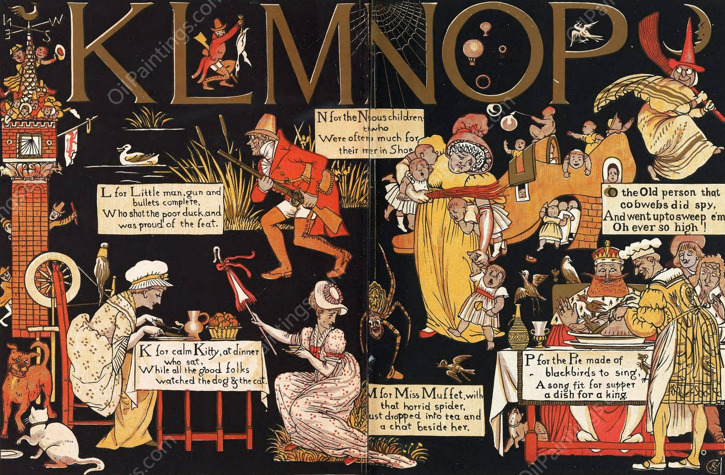 The Absurd A.B.C 4  by Walter Crane - Hand-Painted Oil Painting Reproduction