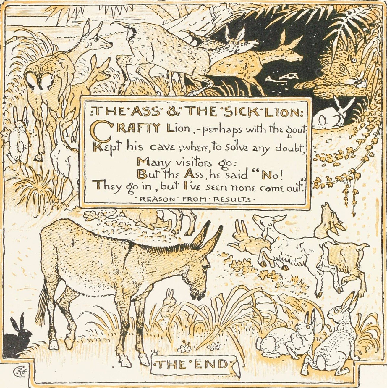 The Ass and the Sick Lion  by Walter Crane - Hand-Painted Oil Painting Reproduction