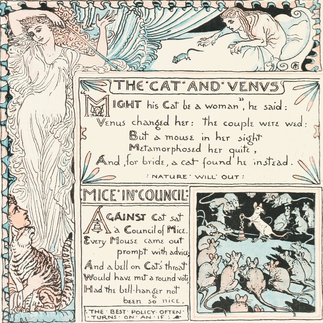 The Cat and Venus, Mice in Council  by Walter Crane - Hand-Painted Oil Painting Reproduction