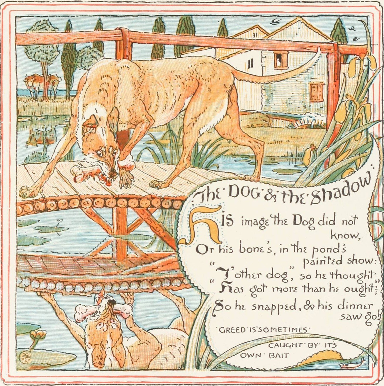 The Dog and the Shadow  by Walter Crane - Hand-Painted Oil Painting Reproduction