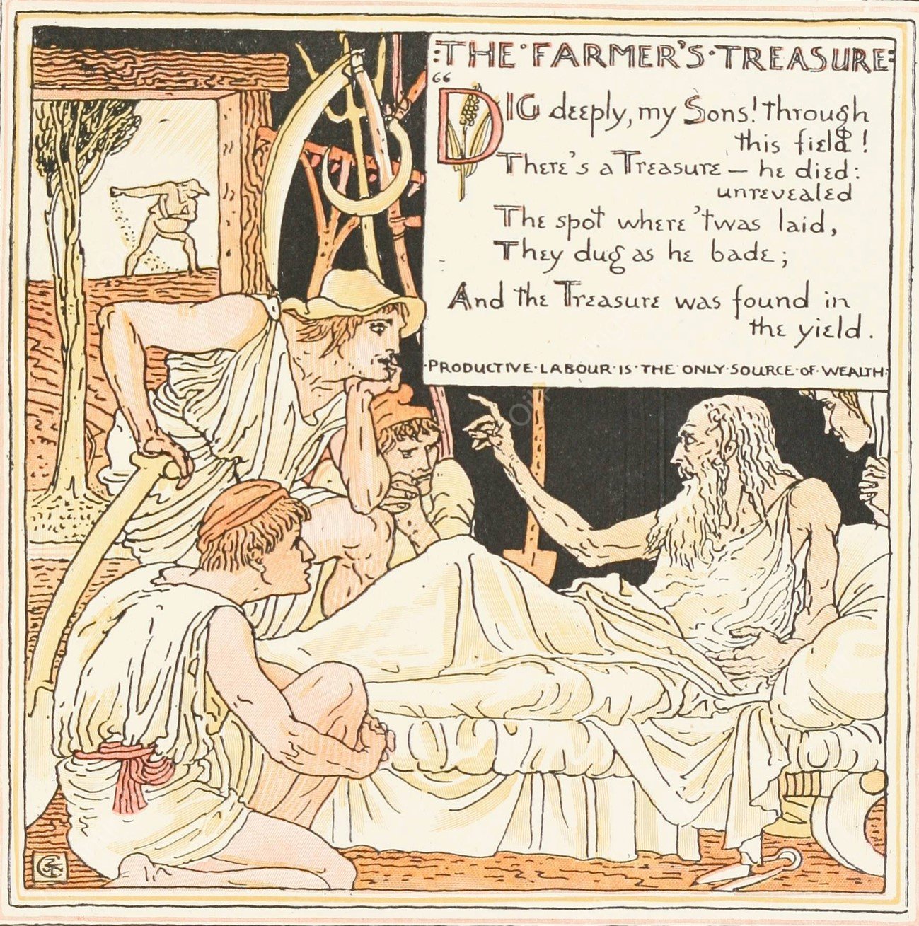 The Farmer's Treasure  by Walter Crane - Hand-Painted Oil Painting Reproduction