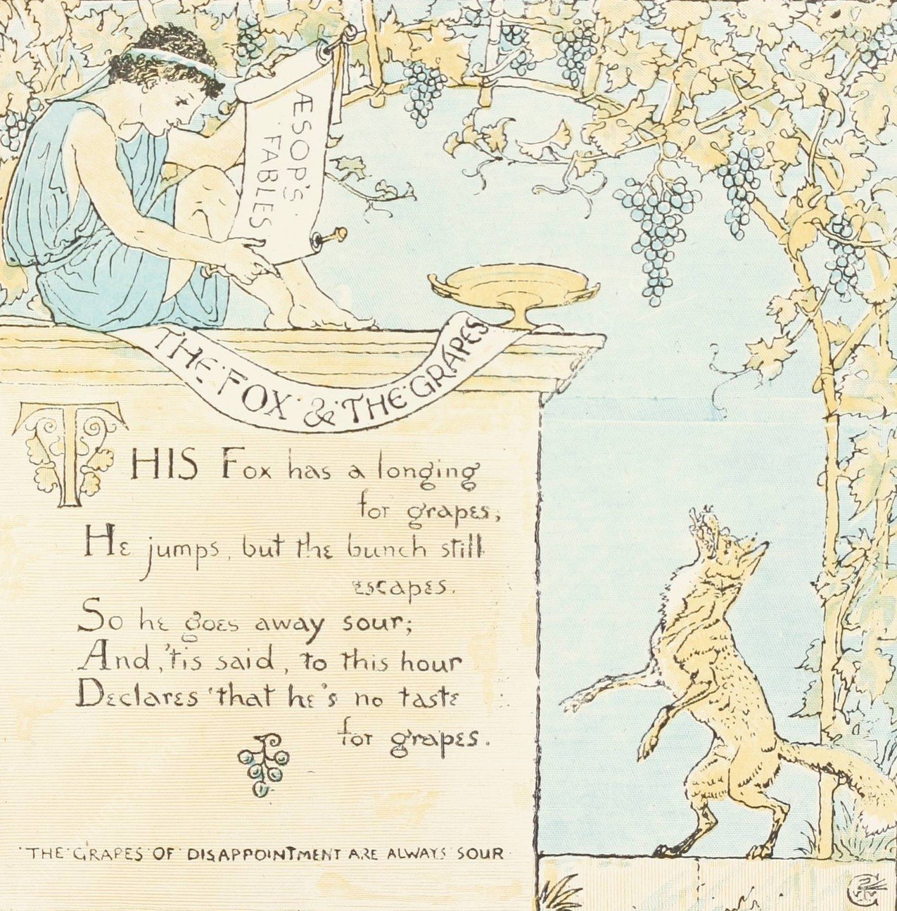 The Fox and the Grapes  by Walter Crane - Hand-Painted Oil Painting Reproduction