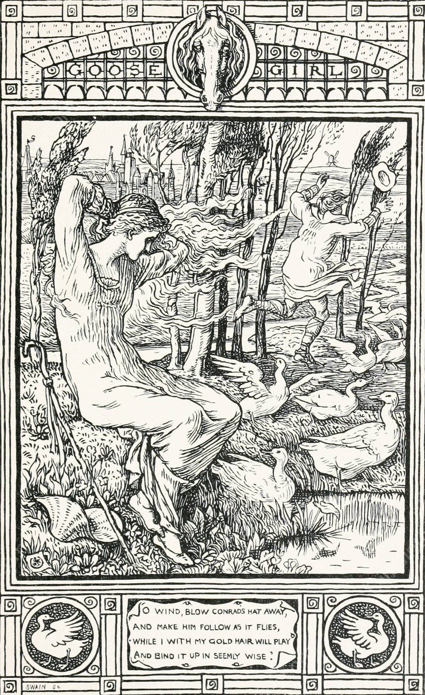 The Goose Girl  by Walter Crane - Hand-Painted Oil Painting Reproduction