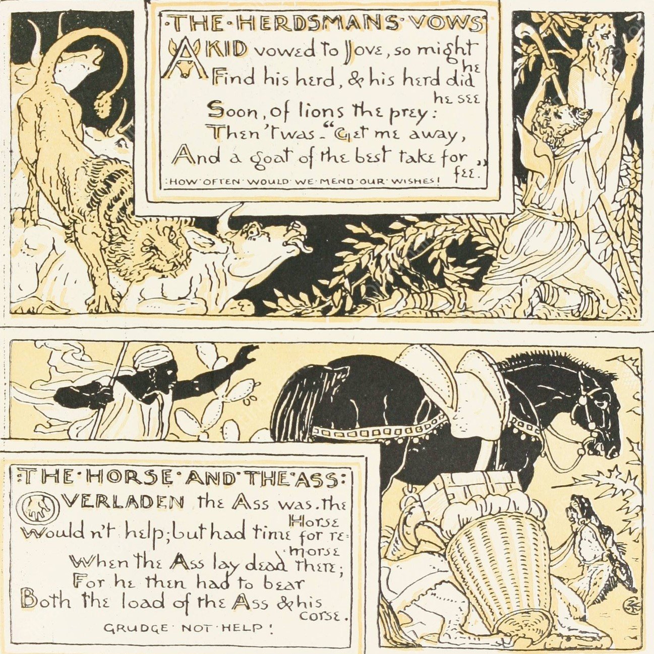 The Herdsman's Vows, The Horse and the Ass  by Walter Crane - Hand-Painted Oil Painting Reproduction