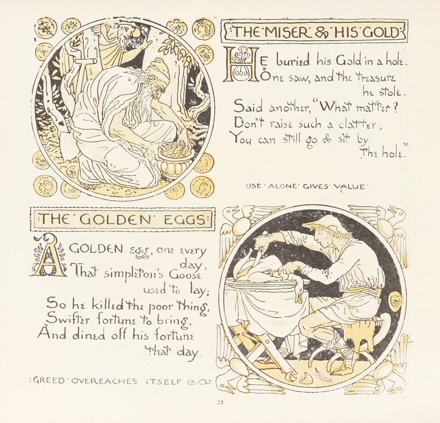 The Miser and his Gold, The Golden Eggs  by Walter Crane - Hand-Painted Oil Painting Reproduction