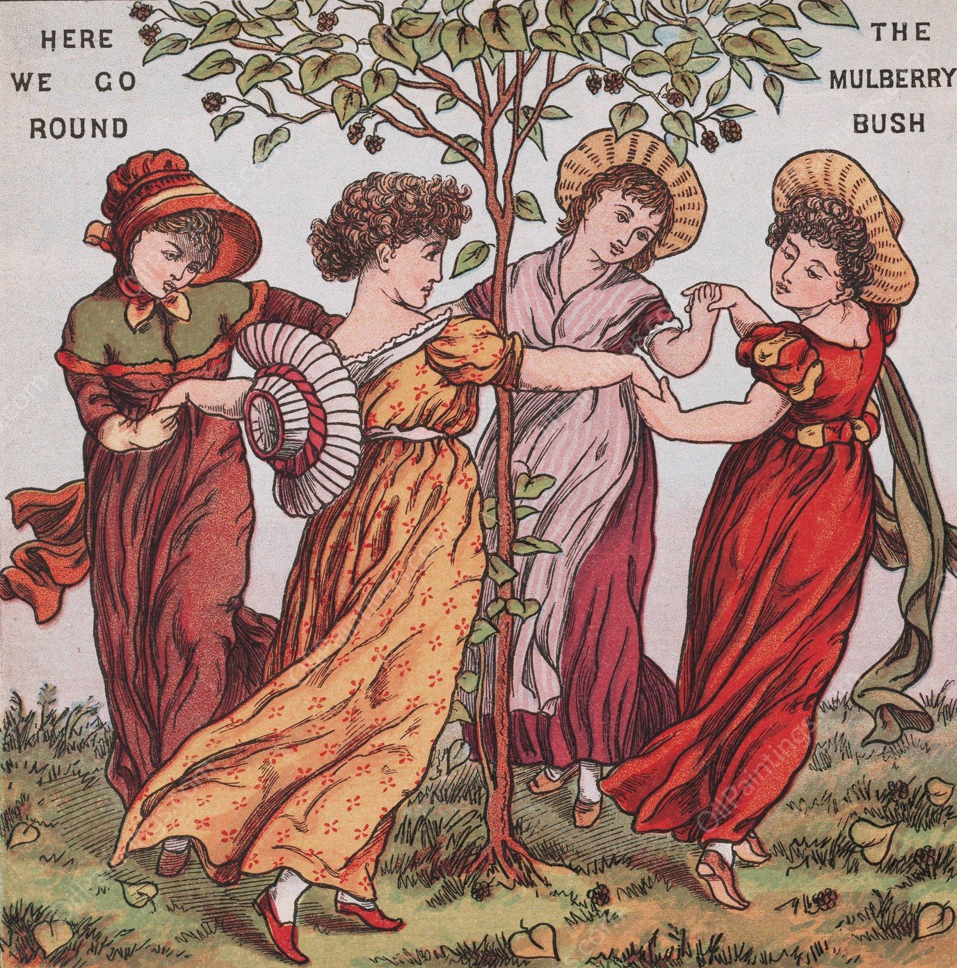 The Mulberry Bush  by Walter Crane - Hand-Painted Oil Painting Reproduction