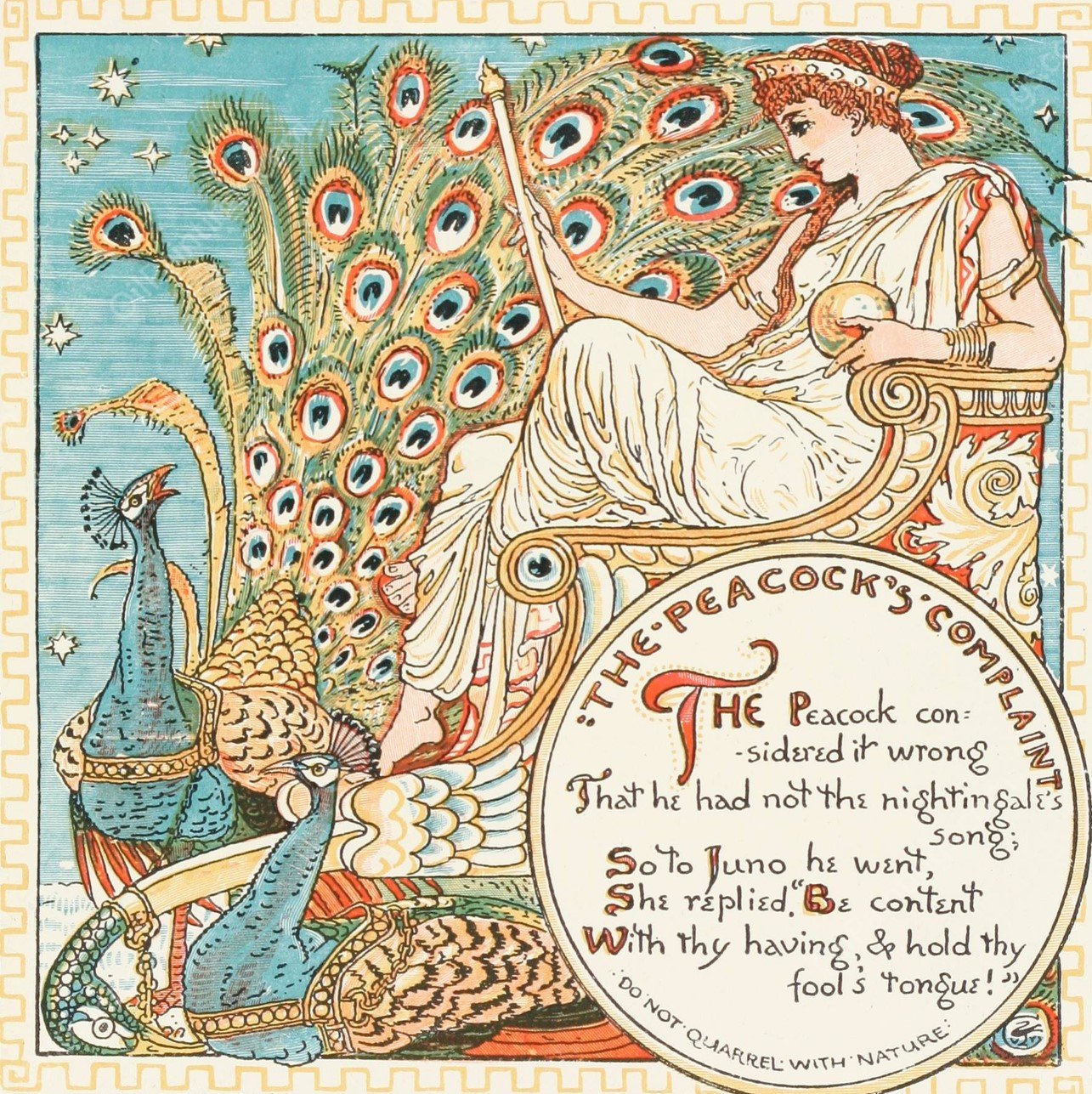 The Peacock's Complaint  by Walter Crane - Hand-Painted Oil Painting Reproduction