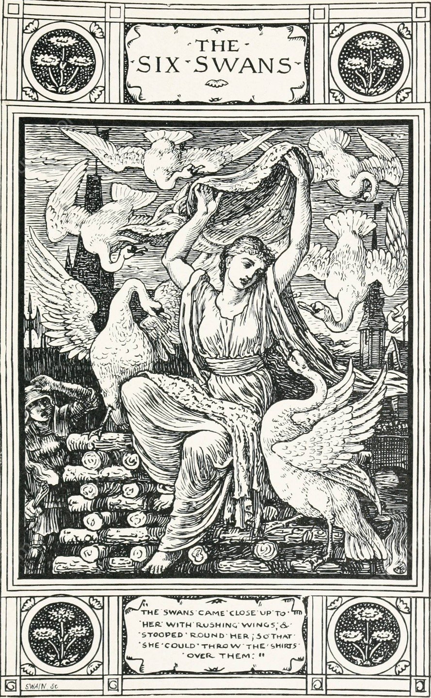 The Six Swans  by Walter Crane - Hand-Painted Oil Painting Reproduction