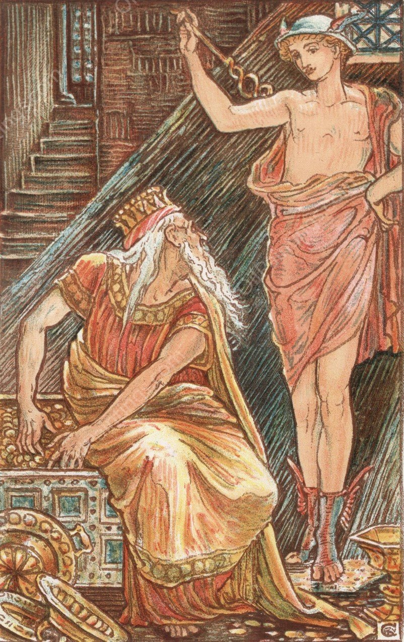 The Stranger Appearing to Midas  by Walter Crane - Hand-Painted Oil Painting Reproduction