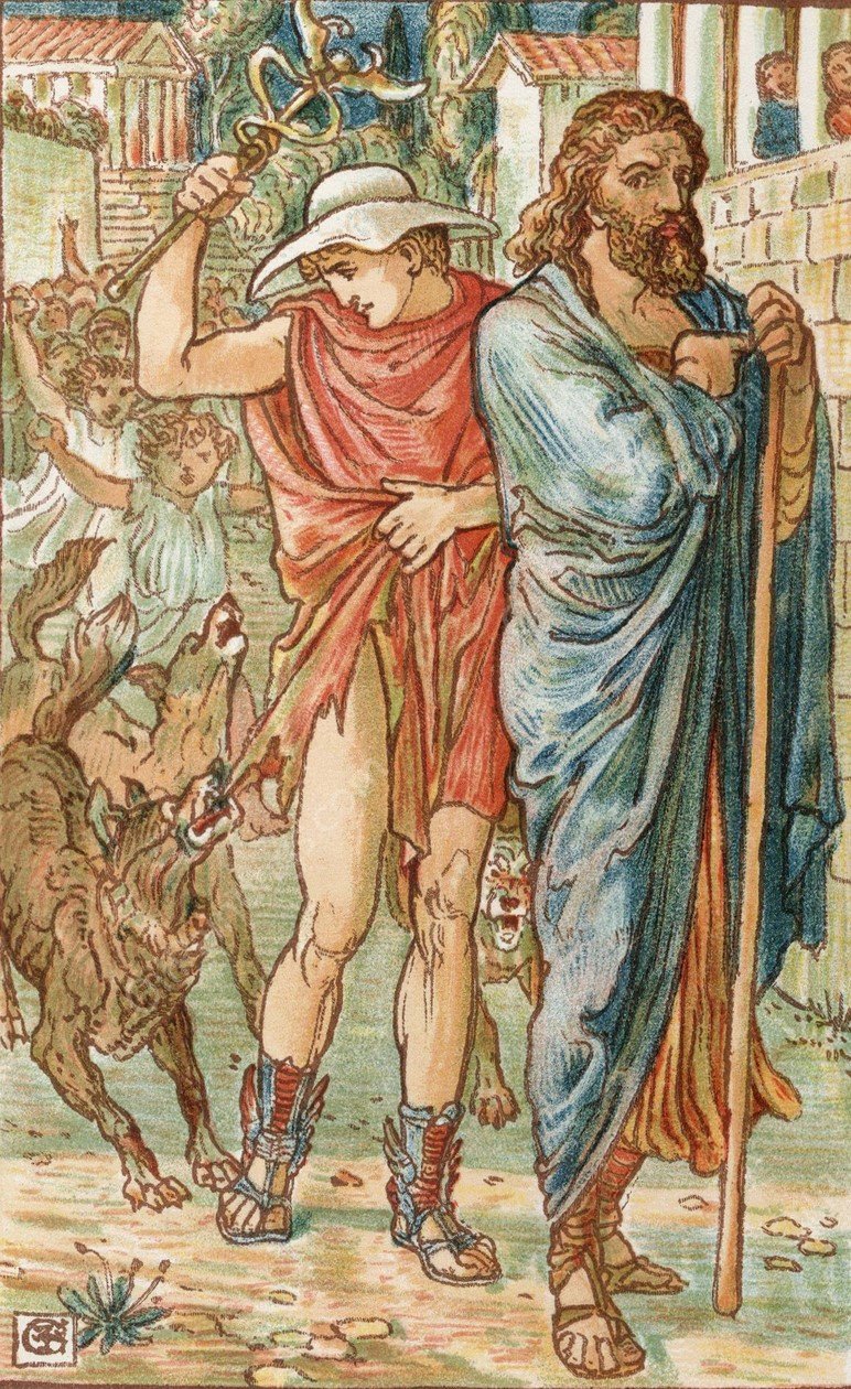 The Strangers in the village  by Walter Crane - Hand-Painted Oil Painting Reproduction