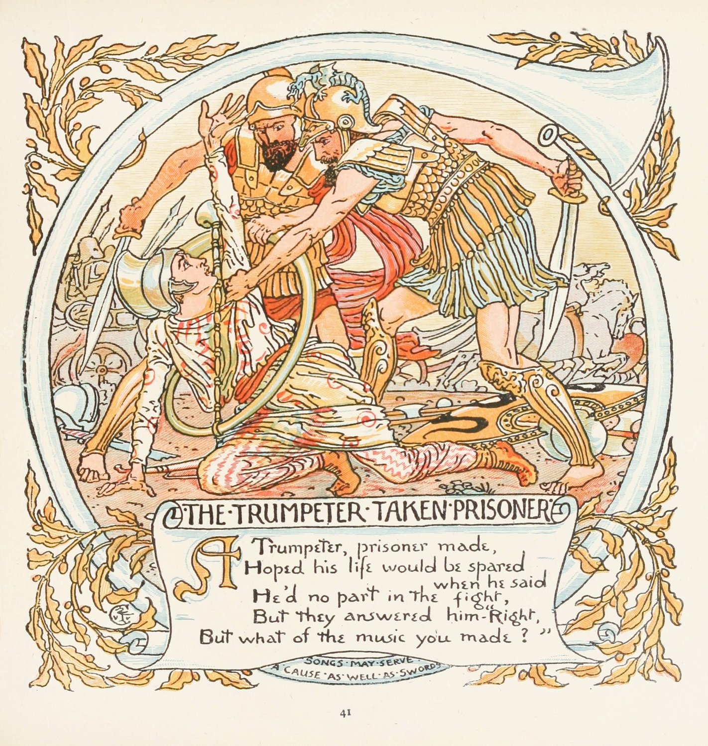 The Trumpeter taken Prisoner  by Walter Crane - Hand-Painted Oil Painting Reproduction