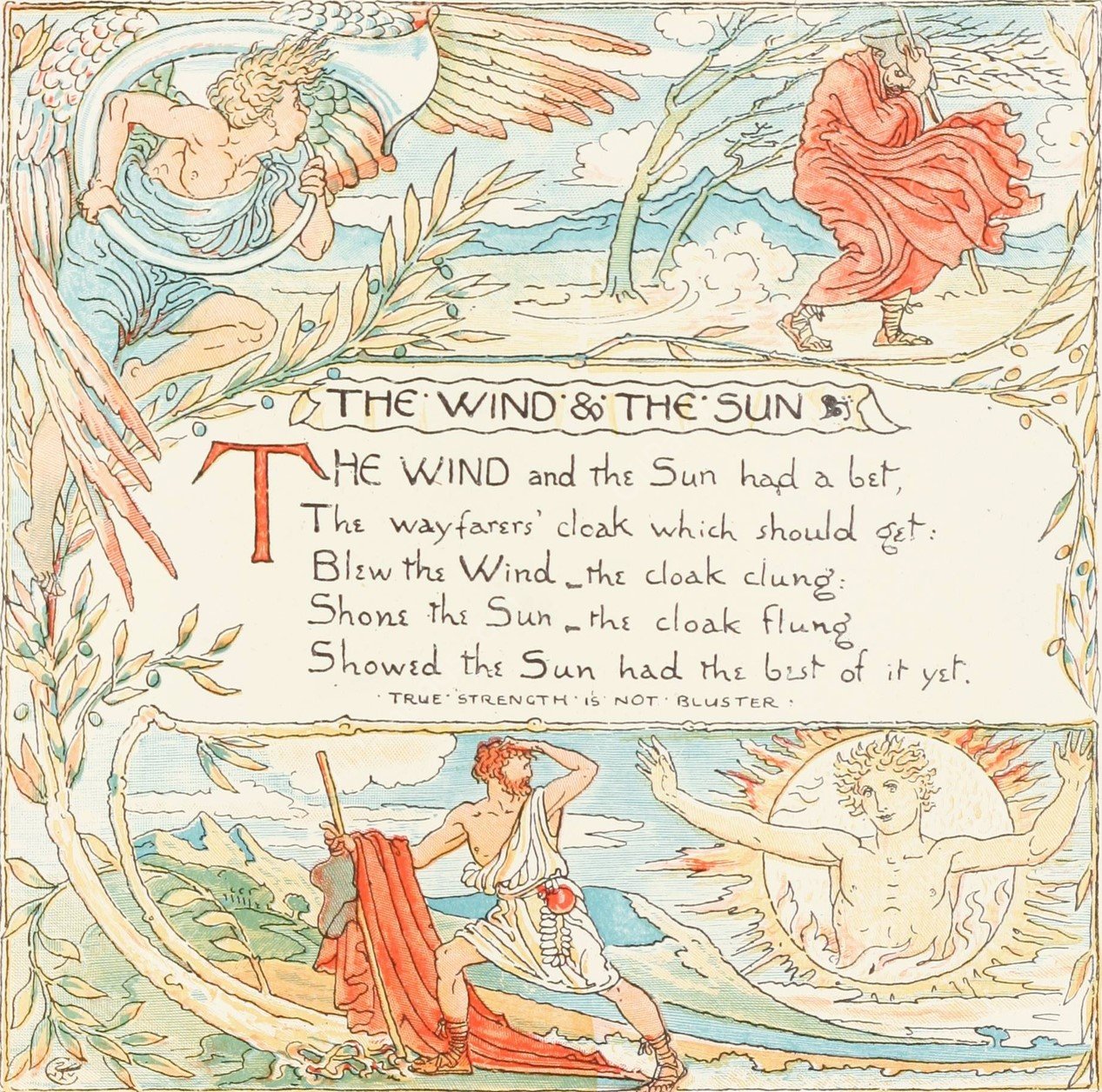 The Wind and the Sun  by Walter Crane - Hand-Painted Oil Painting Reproduction
