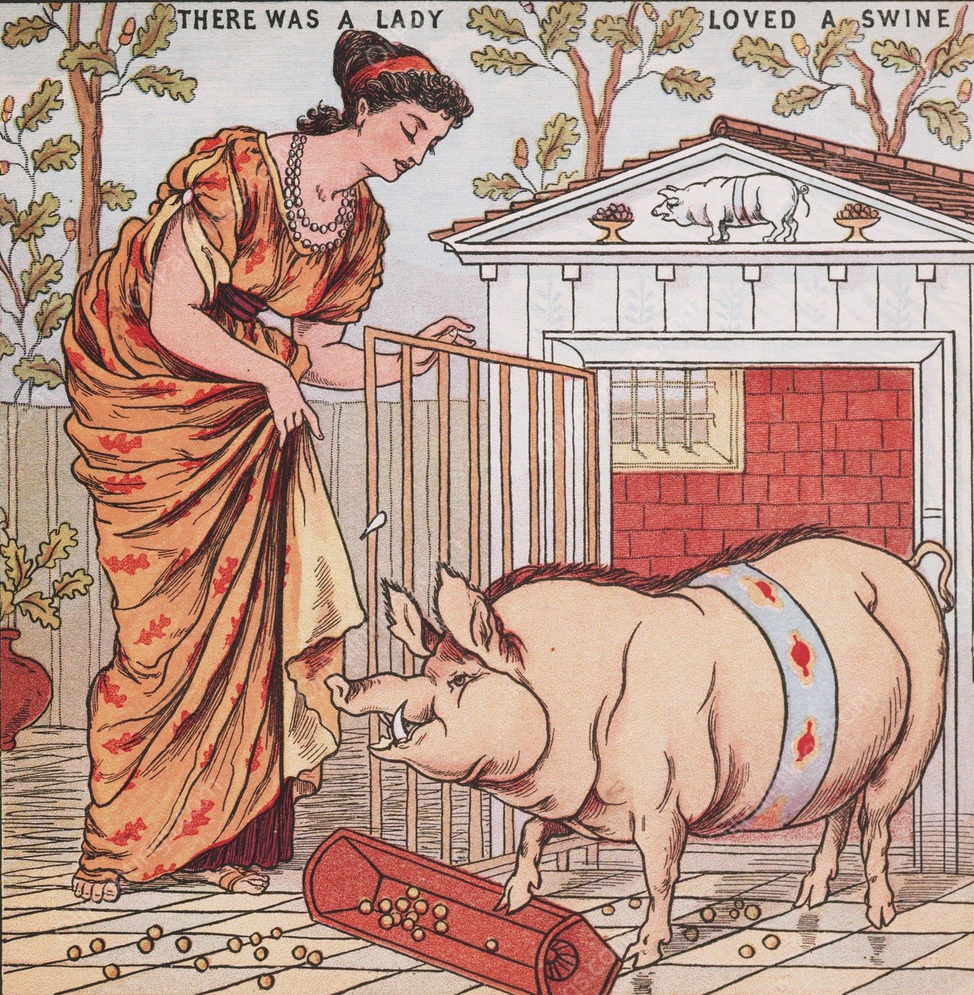 There was a lady loved a swine  by Walter Crane - Hand-Painted Oil Painting Reproduction