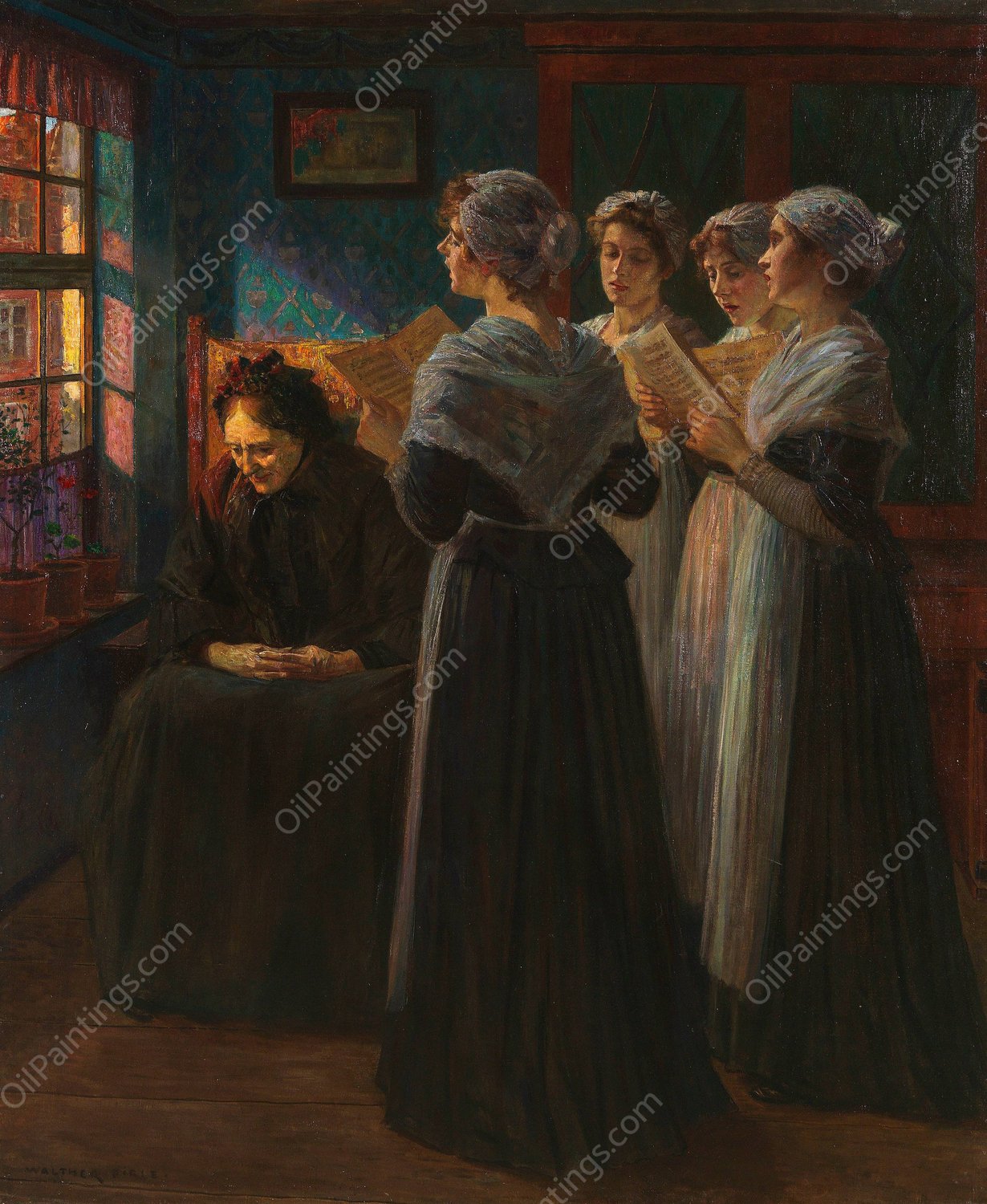Das Standchen  by Walter Firle - Hand-Painted Oil Painting Reproduction