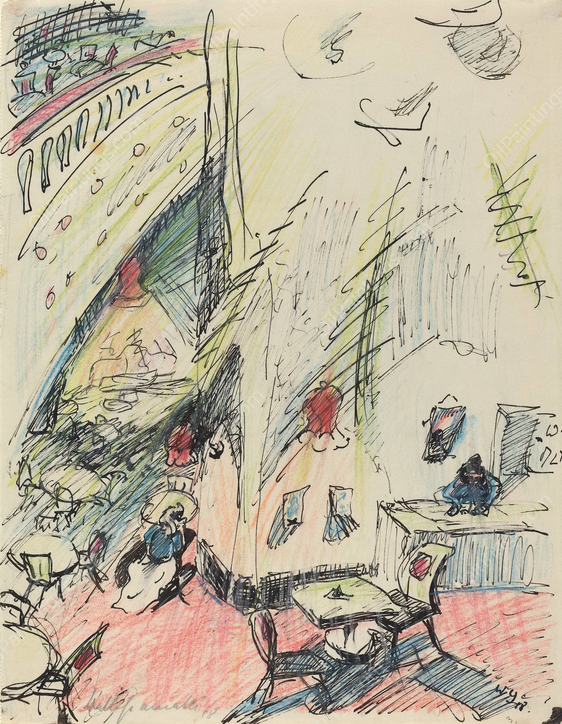 Das leere Cafe  by Walter Gramatte - Hand-Painted Oil Painting Reproduction