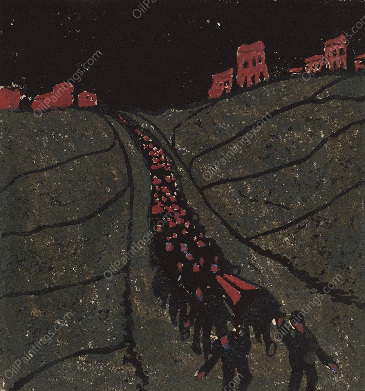 The Burial  by Walter Gramatte - Hand-Painted Oil Painting Reproduction