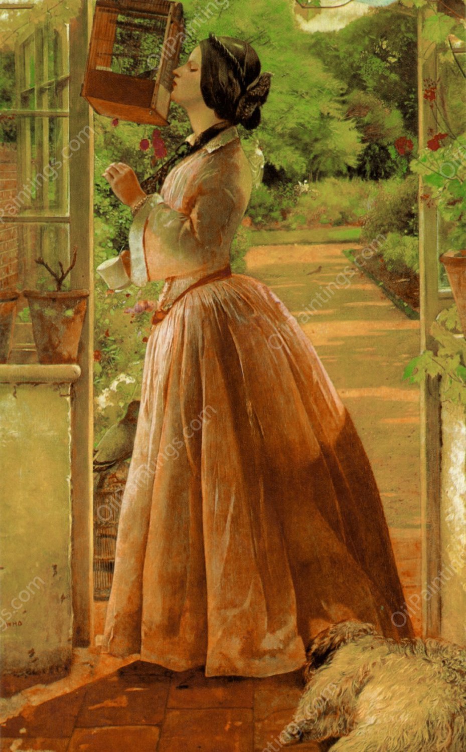 A Pet by Walter Howell Deverell - Hand-Painted Oil Painting Reproduction