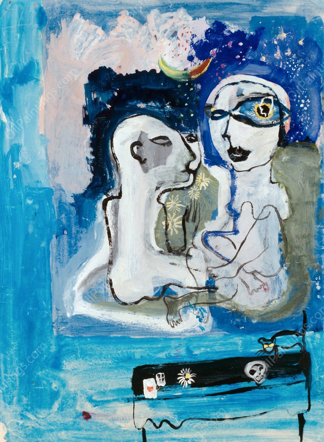 Liebespaar  by Walter Kurt Wiemken - Hand-Painted Oil Painting Reproduction