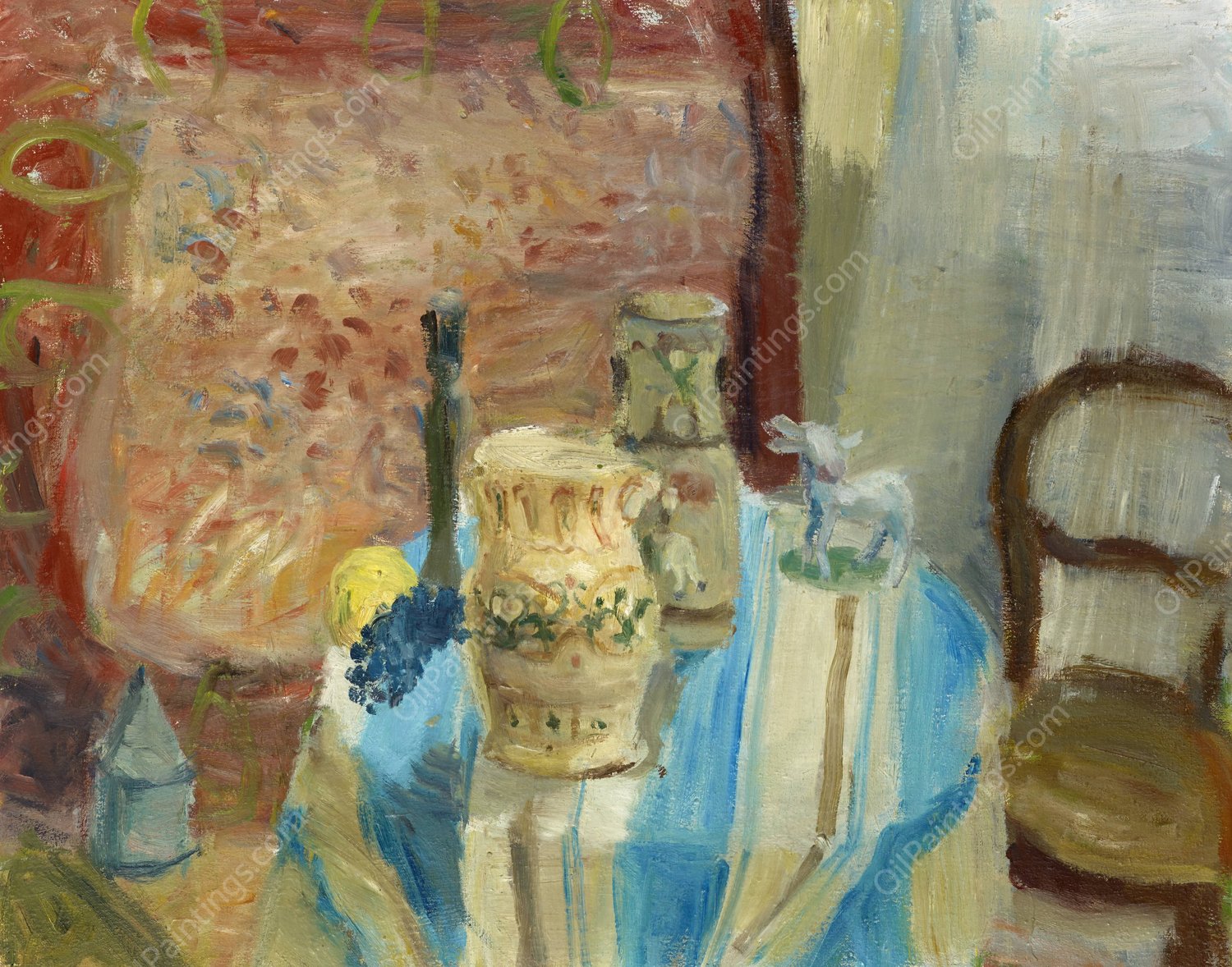 Still Life with Lemon and Grape  by Walter Kurt Wiemken - Hand-Painted Oil Painting Reproduction