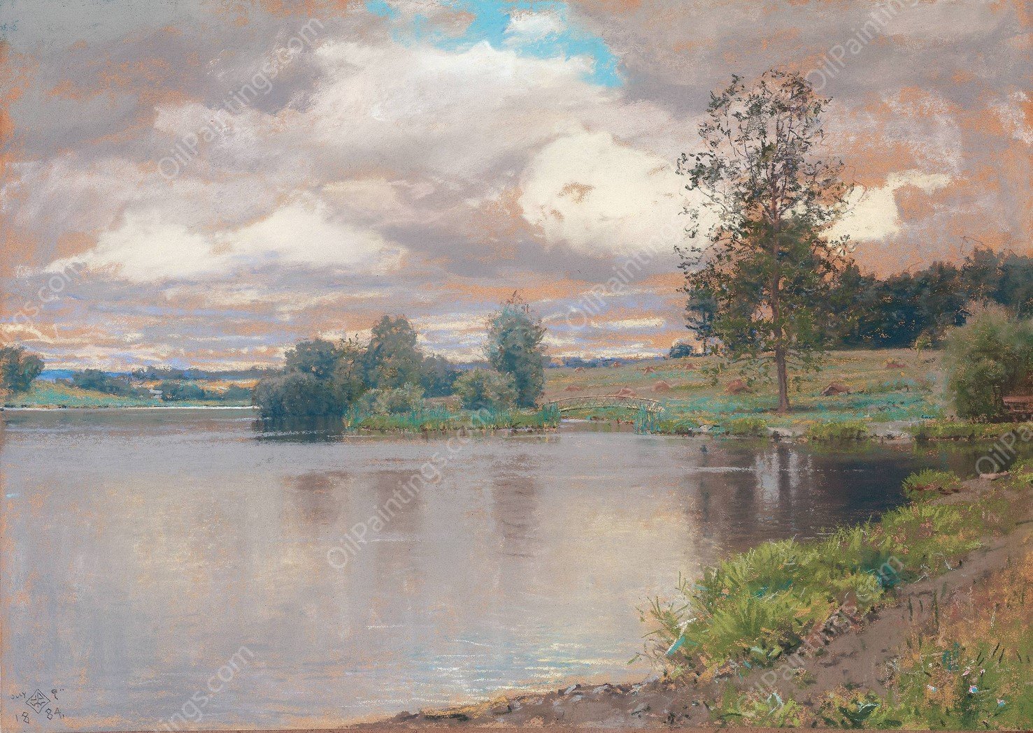 Lake at Appledale  by Walter Launt Palmer - Hand-Painted Oil Painting Reproduction