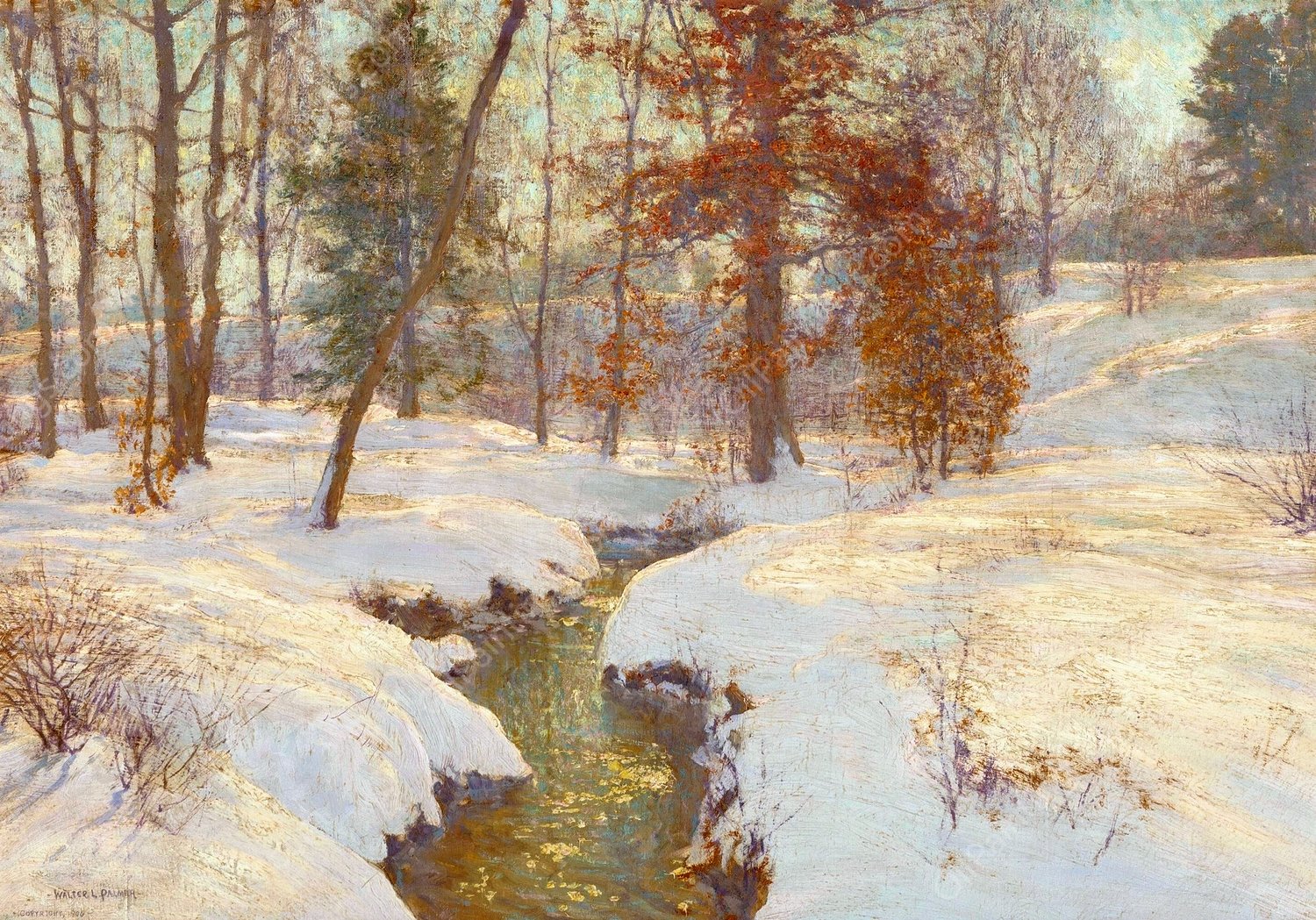 Oaks in Winter  by Walter Launt Palmer - Hand-Painted Oil Painting Reproduction