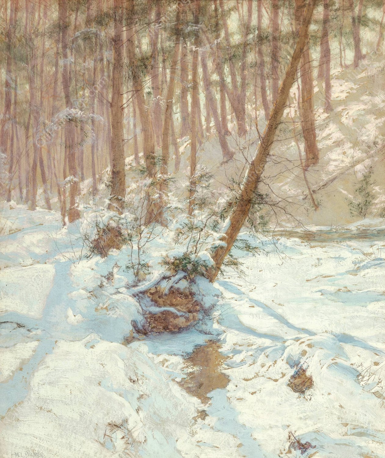 Winter Stream by Walter Launt Palmer - Hand-Painted Oil Painting Reproduction