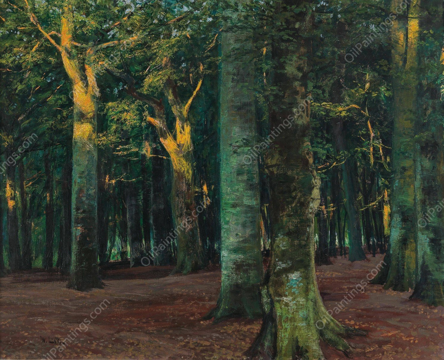 A Forest Interior by Walter Leistikow - Hand-Painted Oil Painting Reproduction