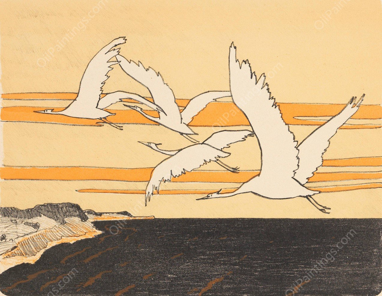 Kraniche  by Walter Leistikow - Hand-Painted Oil Painting Reproduction