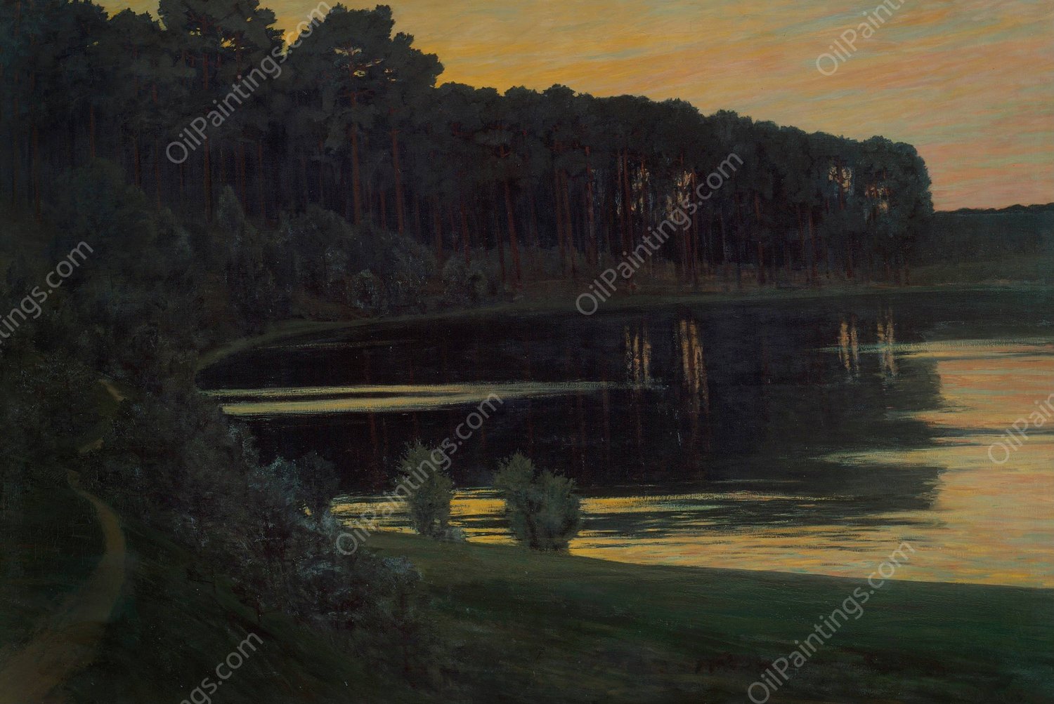 Lake Grunewald  by Walter Leistikow - Hand-Painted Oil Painting Reproduction