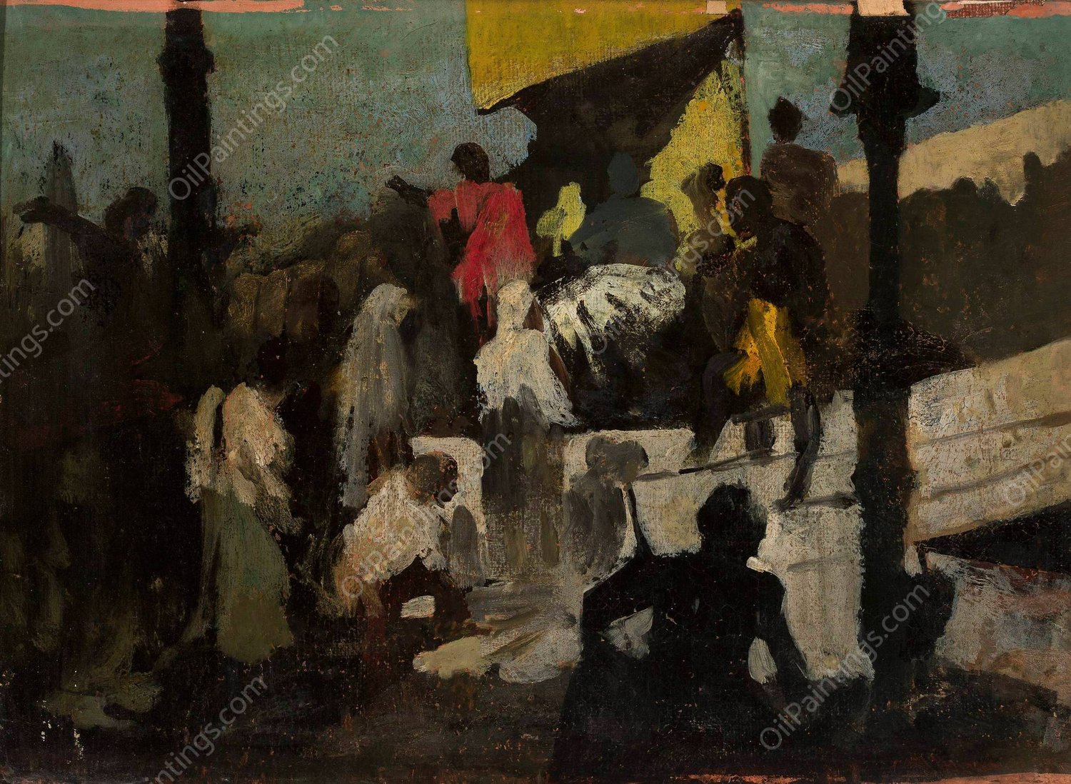 Roman amphitheatre, sketch  by Wandalin Strzalecki - Hand-Painted Oil Painting Reproduction