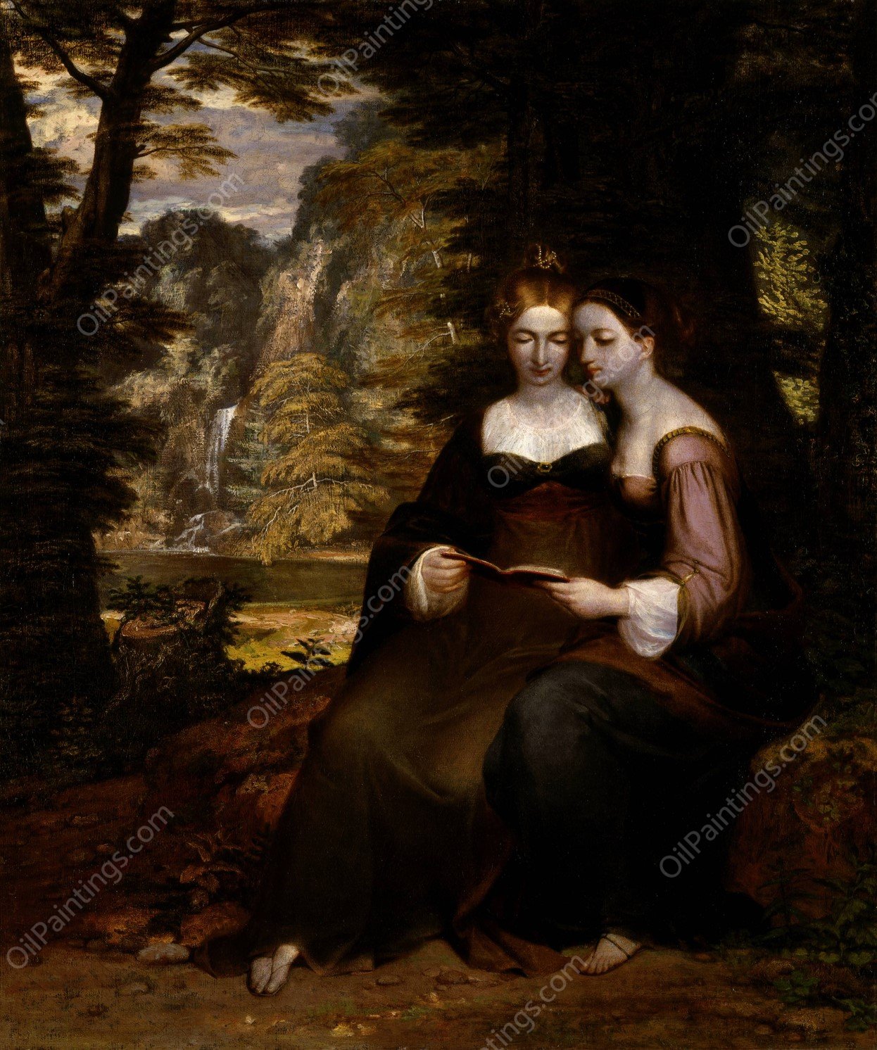 Hermia and Helena  by Washington Allston - Hand-Painted Oil Painting Reproduction